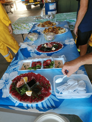 クック諸島の近海で獲れたまぐろが、研修中のランチ タイムに。美味でした。 